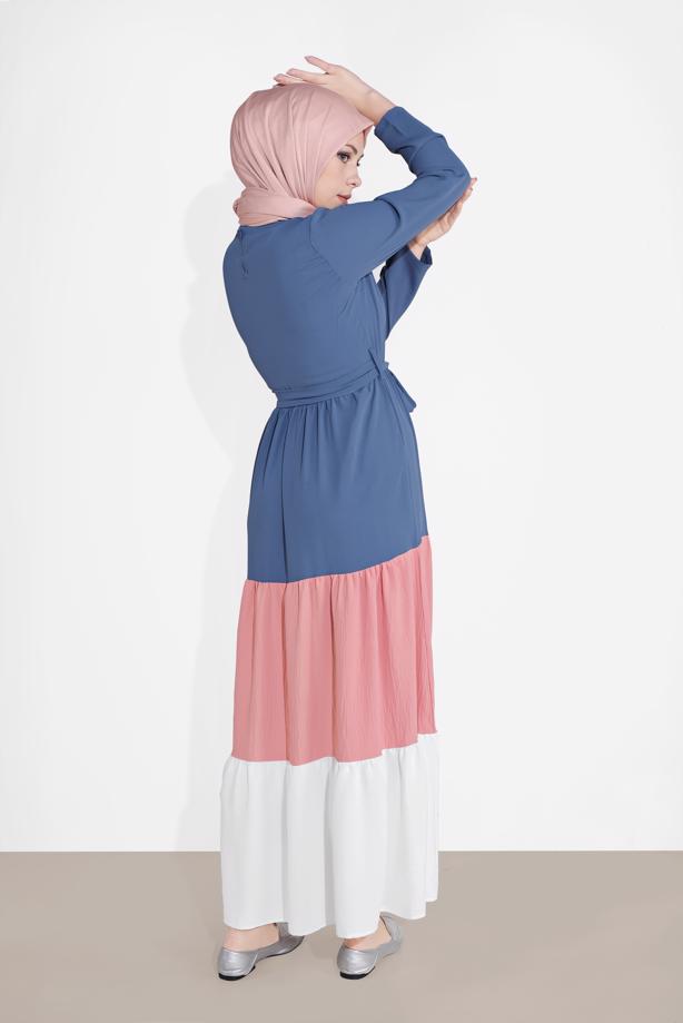 Vêtements hijab  COLORBLOCKED FLOUNCE DRESS 0851  - TRENDTESETTÜR