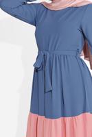 Vêtements hijab BLEU MARINE ROBE COLORÉE À VOLANTS 0851 