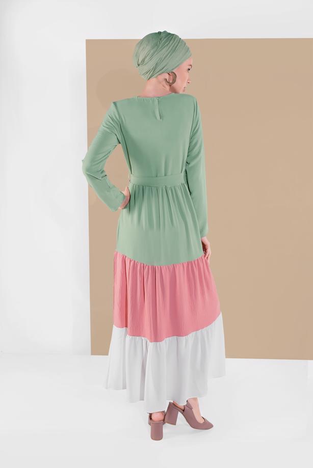 Vêtements hijab  COLORBLOCKED FLOUNCE DRESS 0851  - TRENDTESETTÜR