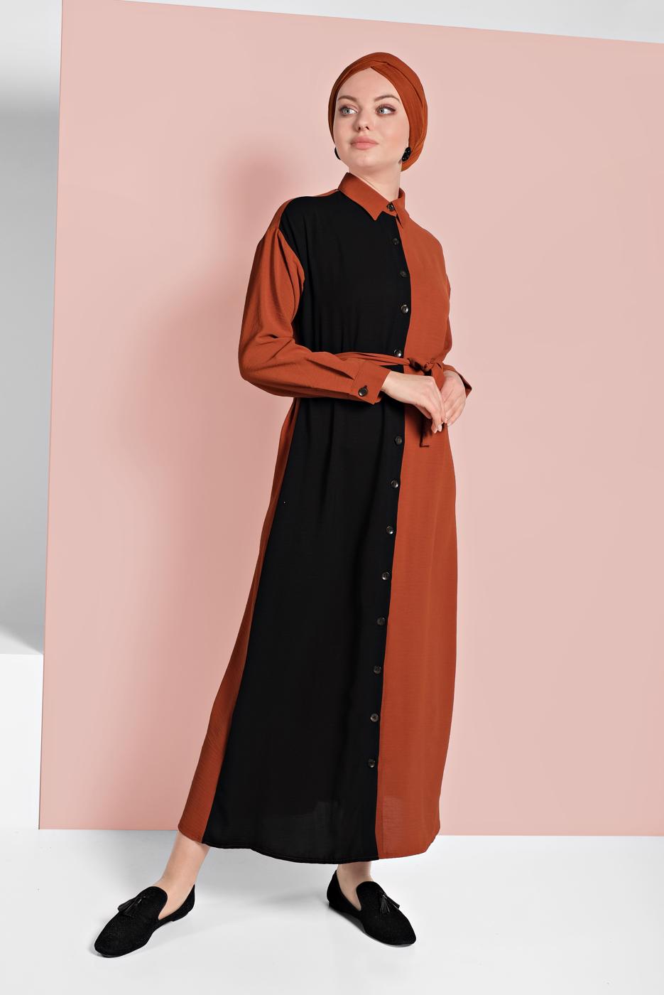Vêtements hijab NOIR ROBE BOUTONNÉE 901 