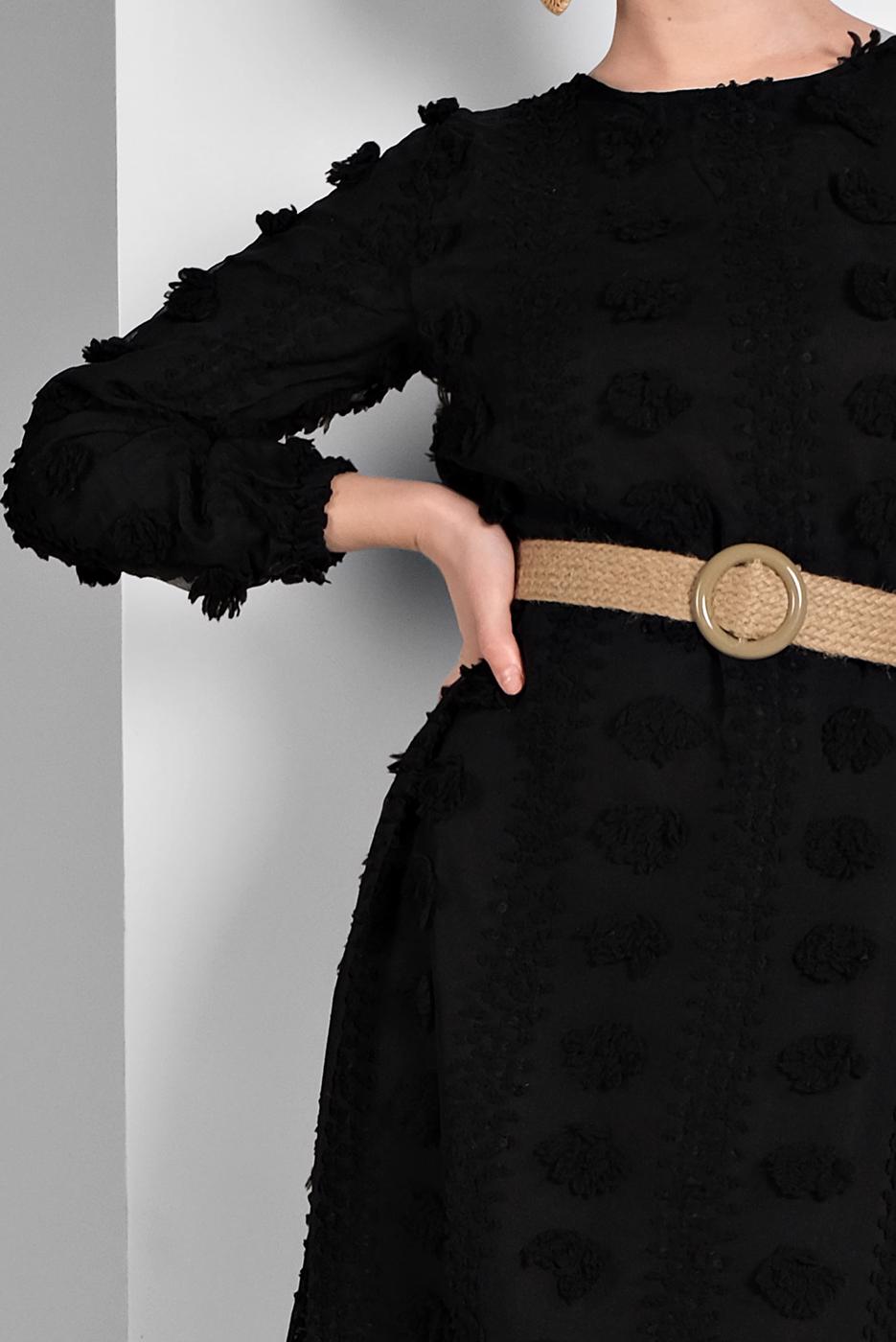 Tesettür giyim SİYAH PAMUKLU GÜNLÜK ELBİSE 1054