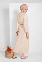 Tesettür giyim KREM PAMUKLU GÜNLÜK ELBİSE 1054