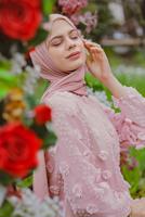 Tesettür giyim PUDRA PAMUKLU GÜNLÜK ELBİSE 1054