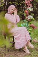 Tesettür giyim PUDRA PAMUKLU GÜNLÜK ELBİSE 1054