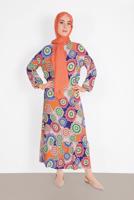 Vêtements hijab ORANGE ROBE IMPRIMÉE FLEURI 1130 