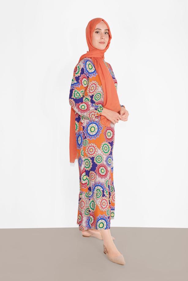 Vêtements hijab  FLORAL PATTERNED DRESS 1130  - TRENDTESETTÜR