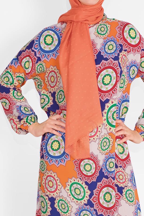 Vêtements hijab  FLORAL PATTERNED DRESS 1130  - TRENDTESETTÜR