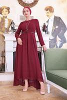 Vêtements hijab ROUGE BORDEAUX ROBE EN MOUSSELINE À FLUIDE 3215 