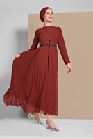 Vêtements hijab BRUN ROBE EN MOUSSELINE À FLUIDE 3215 