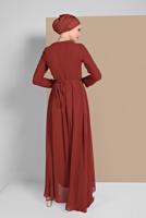 Vêtements hijab BRUN ROBE EN MOUSSELINE À FLUIDE 3215 