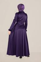Tesettür giyim MOR ALVİNA YAKASI ÇİÇEK İŞLEMELİ ELBİSE 40677 