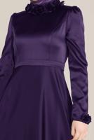 Tesettür giyim MOR ALVİNA YAKASI ÇİÇEK İŞLEMELİ ELBİSE 40677 