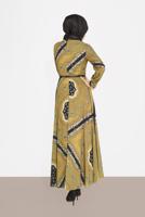 Tesettür giyim TURUNCU KARIŞIK DESENLİ ELBİSE 4084