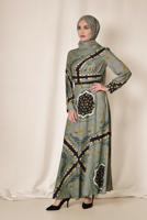 Tesettür giyim GRİ KARIŞIK DESENLİ ELBİSE 4084