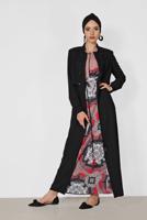 Tesettür giyim BORDO ALVİNA BELİ BÜZGÜLÜ DESENLİ ELBİSE 4107