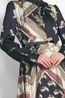 Tesettür giyim GRİ ALVİNA DESENLİ SATEN ELBİSE 4125