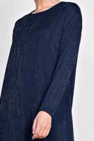 Tesettür giyim LACİVERT ALVİNA ETEK UCU TÜL DETAYLI SİMLİ ELBİSE 4443