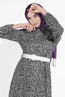 Vêtements hijab NOIR ROBE RUCHÉE IMPRIMÉE FLEURI 4505 