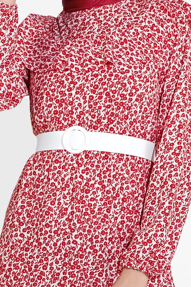 Vêtements hijab  RUFFLED FLORAL PRINTED DRESS 4505  - TRENDTESETTÜR