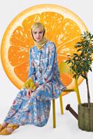 Tesettür giyim MAVİ ALVİNA ÇİÇEK DESENLİ SALAŞ ELBİSE 4932