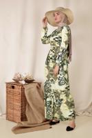 Tesettür giyim SİYAH ETEK UCU FIRFIRLI DESENLİ ELBİSE 4967