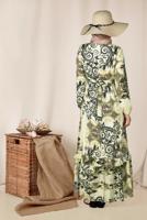 Tesettür giyim SİYAH ETEK UCU FIRFIRLI DESENLİ ELBİSE 4967