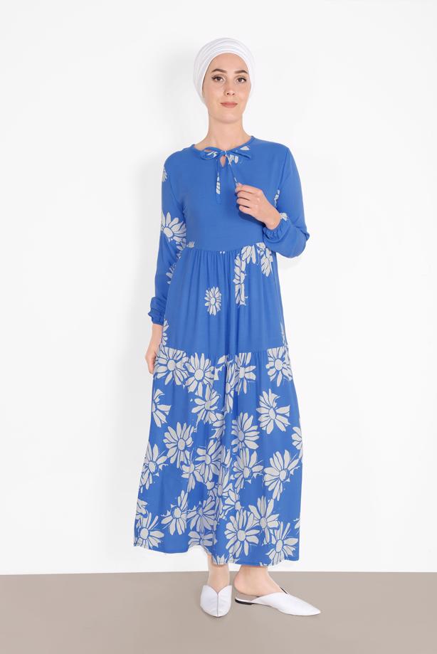 Vêtements hijab  FLORAL PATTERNED DRESS 5130  - TRENDTESETTÜR