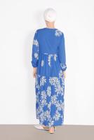 Vêtements hijab BLEU MARINE ROBE À IMPRIMÉE FLEURI 5130 