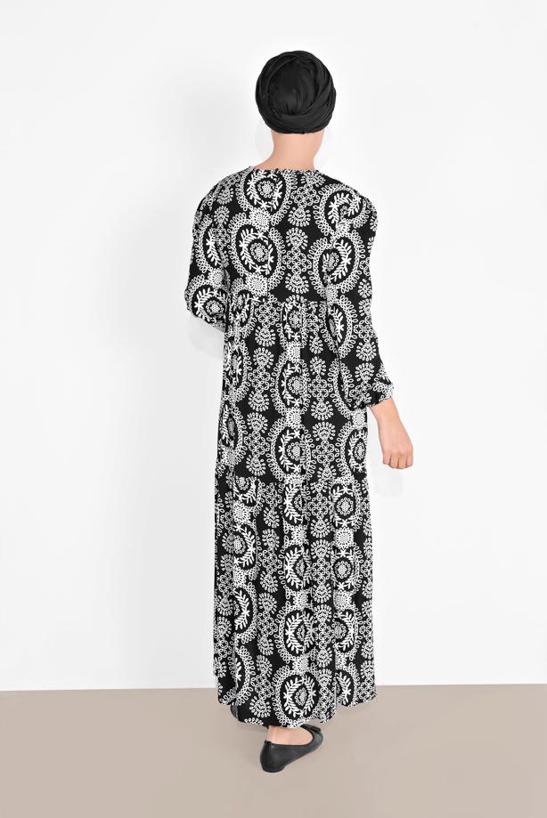 Vêtements hijab  PATTERNED LONG DRESS 6030  - TRENDTESETTÜR