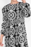 Vêtements hijab NOIR ROBE LONGUE À MOTIFS 6030 