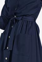 Tesettür giyim LACİVERT BOYDAN DÜĞMELİ CEPLİ ELBİSE 6824