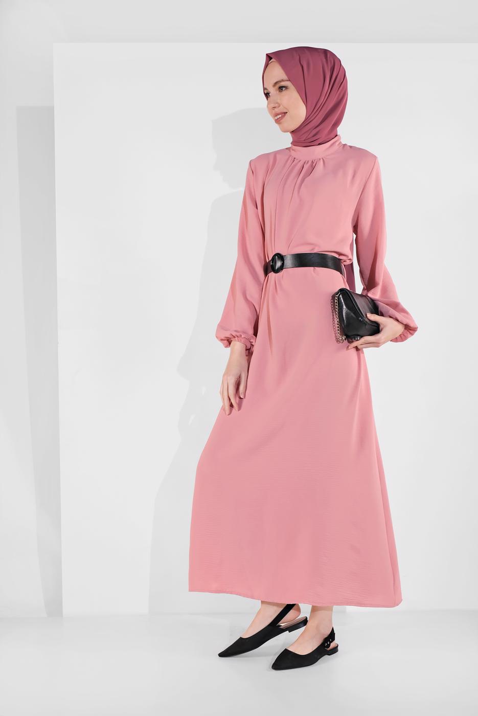 Vêtements hijab POUDRE ROBE AVEC CEINTURE 6951 
