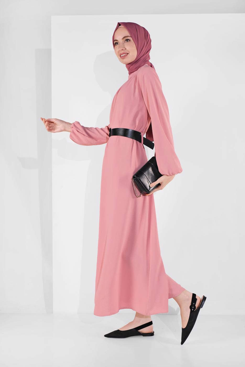 Vêtements hijab POUDRE ROBE AVEC CEINTURE 6951 