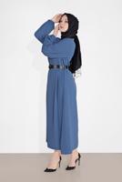 Vêtements hijab BLEU MARINE ROBE AVEC CEINTURE 6951 