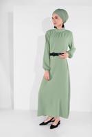 Vêtements hijab VERT ROBE AVEC CEINTURE 6951 