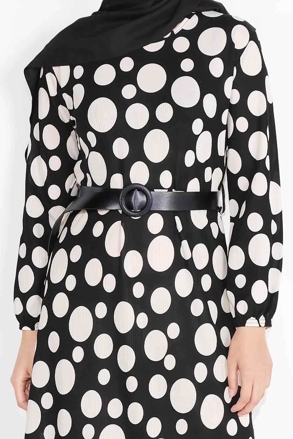 Vêtements hijab NOIR ROBE À POIS 7030