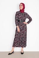 Vêtements hijab NOIR ROBE EN COTON IMPRIMÉE FLEURI 8030