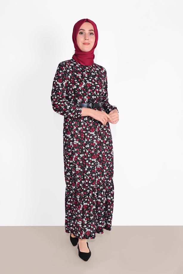 Vêtements hijab  COTTON FLORAL DRESS 8030  - TRENDTESETTÜR