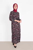 Vêtements hijab NOIR ROBE EN COTON IMPRIMÉE FLEURI 8030