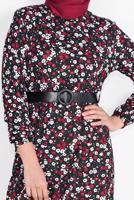 Vêtements hijab NOIR ROBE EN COTON IMPRIMÉE FLEURI 8030