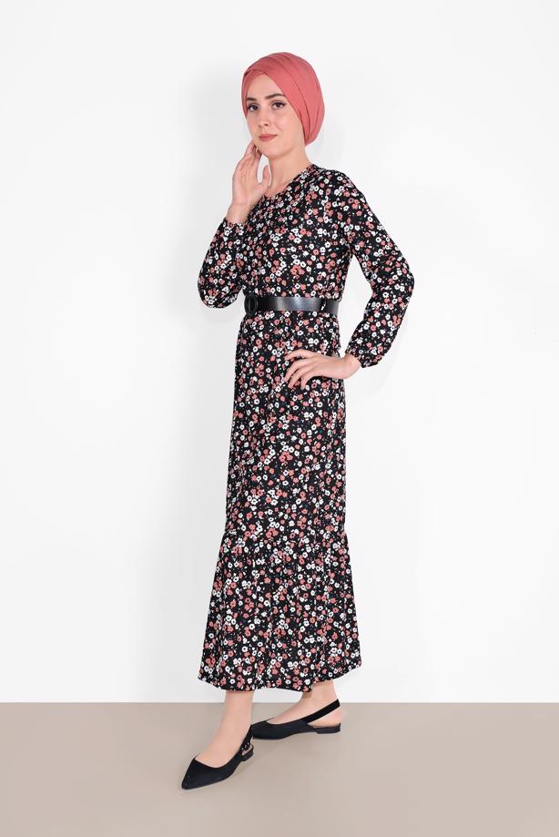 Vêtements hijab  COTTON FLORAL DRESS 8030  - TRENDTESETTÜR