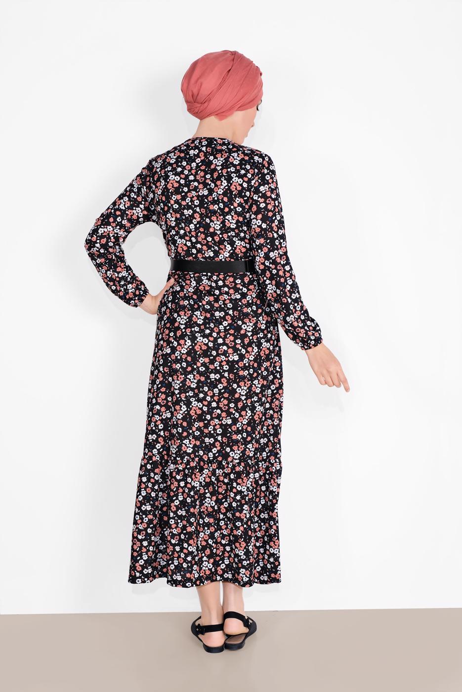 Vêtements hijab POUDRE ROBE EN COTON IMPRIMÉE FLEURI 8030