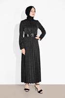 Hijab clothing BLACK PLEATED SPARKLY DRESS 8804