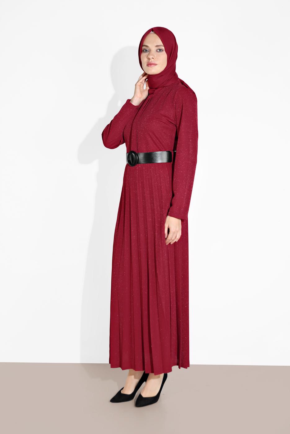 Vêtements hijab ROUGE JUPE EN BRILLANTE PLISSÉE 8804