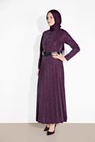 Hijab clothing PURPLE PLEATED SPARKLY DRESS 8804