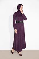 Hijab clothing PURPLE PLEATED SPARKLY DRESS 8804