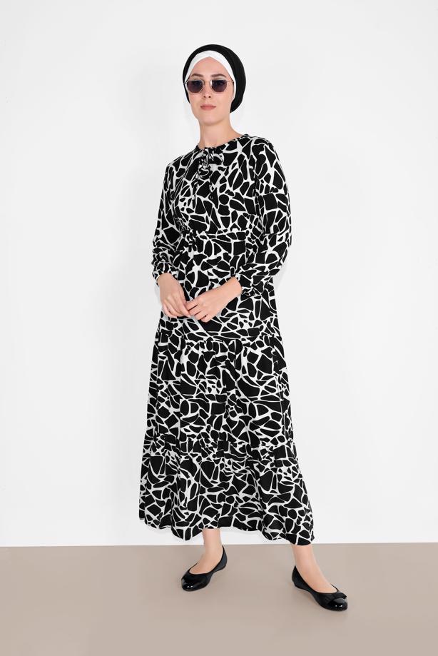 Vêtements hijab  PRINTED DRESS 9030  - TRENDTESETTÜR
