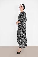 Vêtements hijab NOIR ROBE IMPRIMÉE 9030 