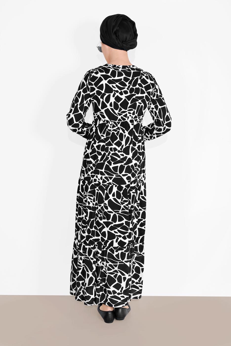 Vêtements hijab NOIR ROBE IMPRIMÉE 9030 