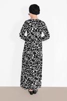 Vêtements hijab NOIR ROBE IMPRIMÉE 9030 
